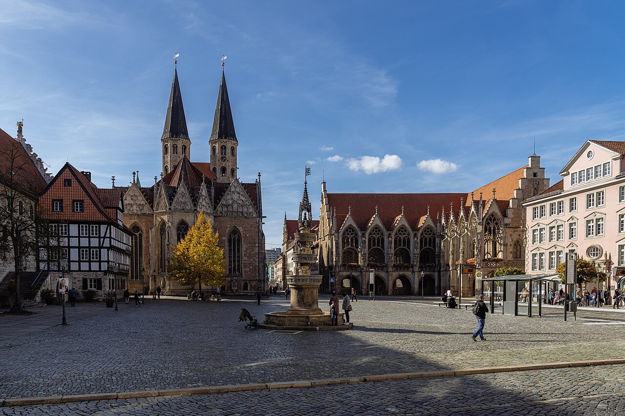 Large town square in an old German town